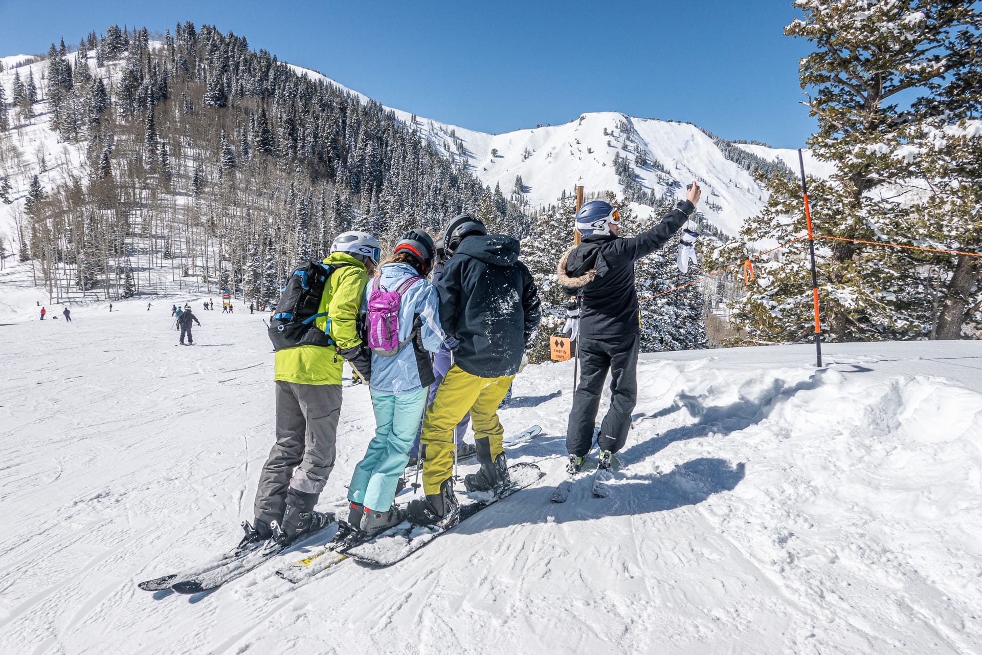 Group of friends taking a selfie while skiing near Canyons Village at Park City