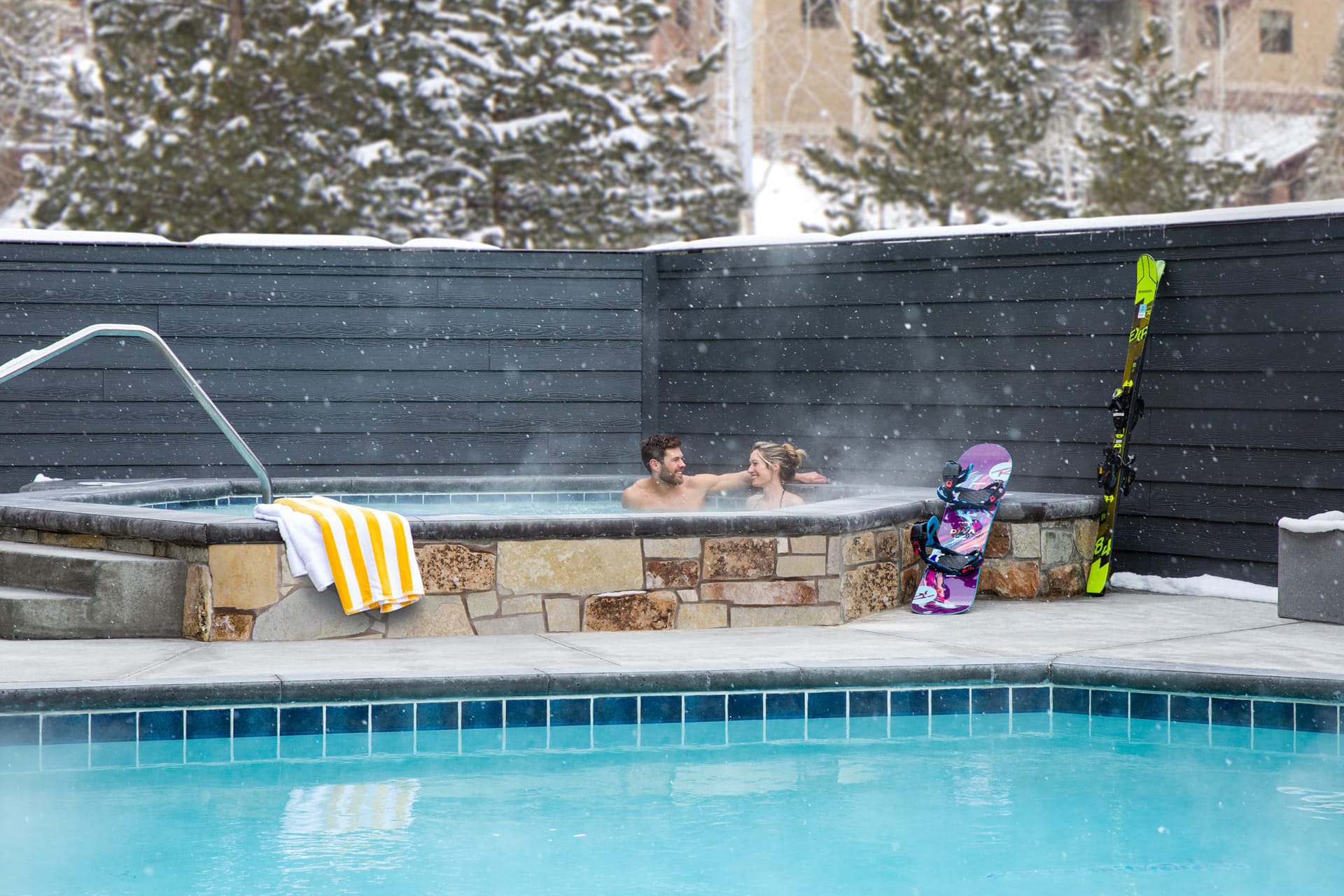 Canyon Haus hot tub with mountain views