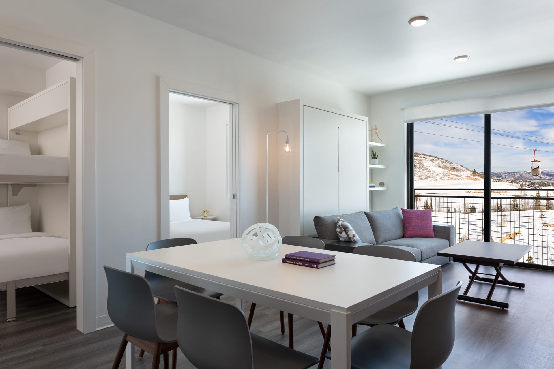 Two-bedroom condo living area at Canyon Haus in Park City