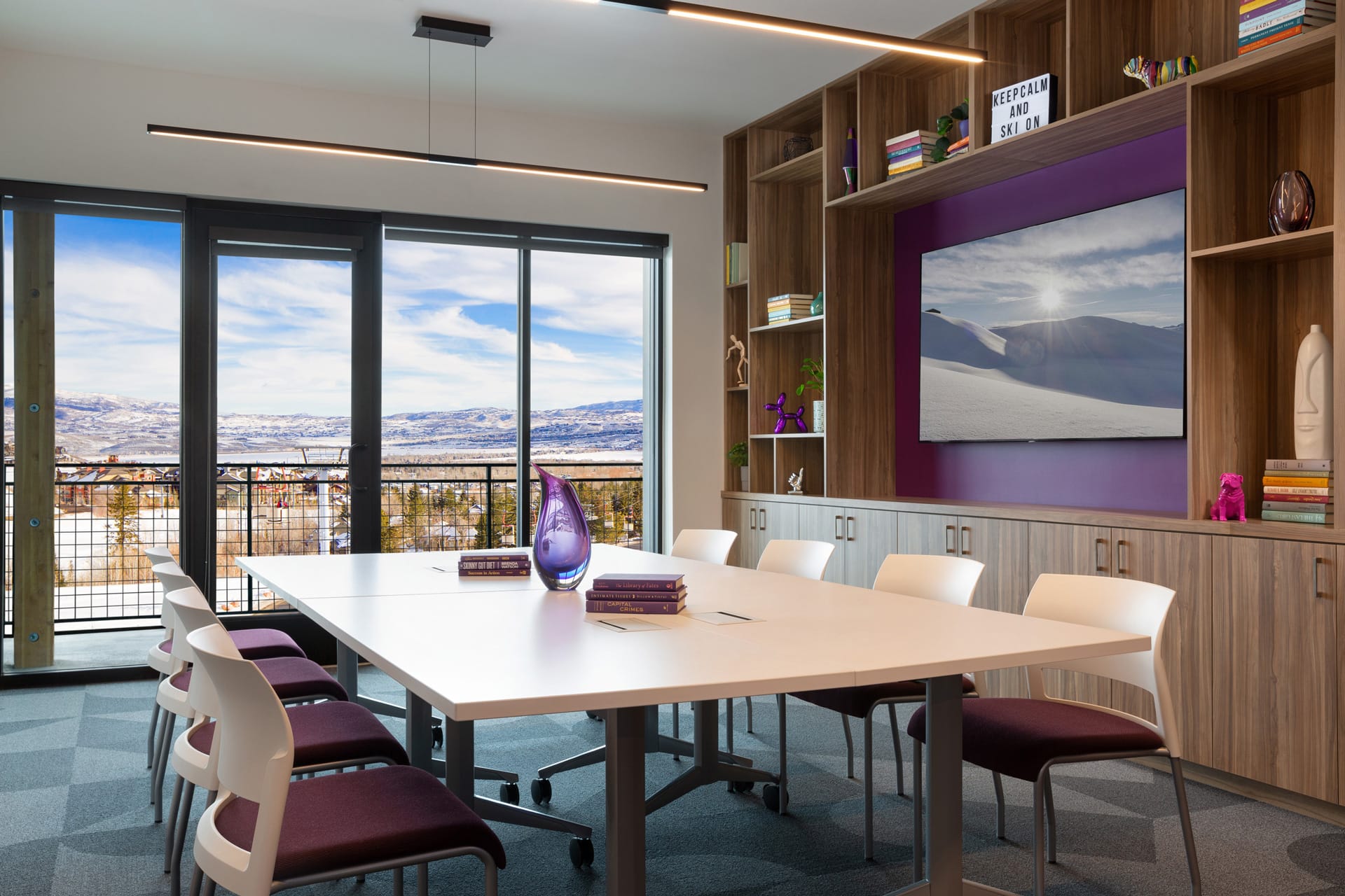 Hub Board Room at Canyon Haus set up for an executive meeting in Park City
