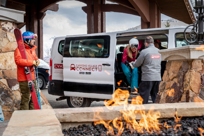 Canyons Village Connect shuttle serving Canyon Haus guests in Park City